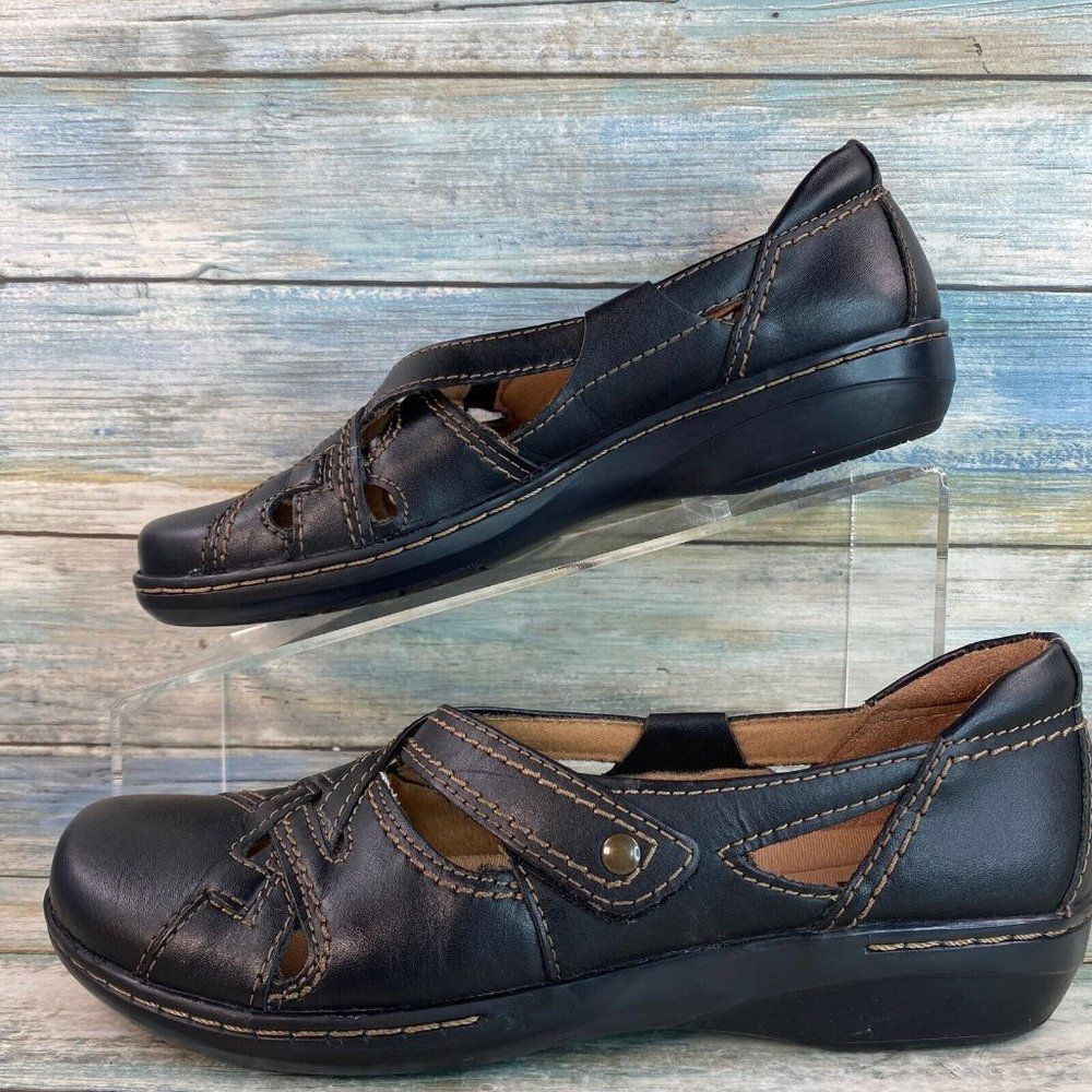 Clarks Womens Size 7M Loafers Comfort Shoes Black Leather Casual - Picture 4 of 11